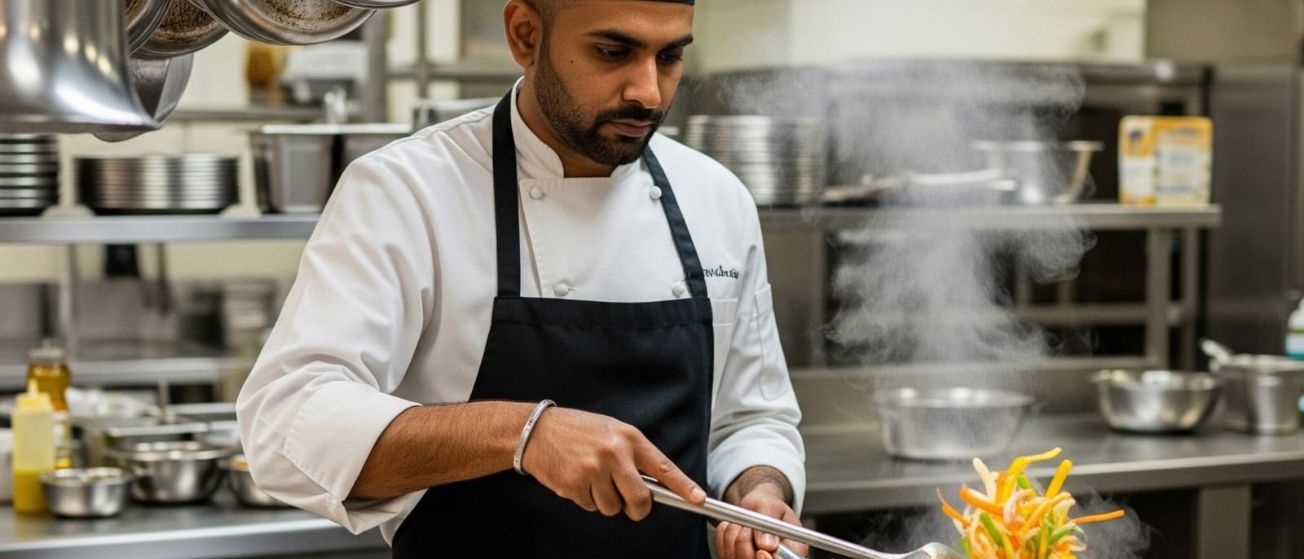 Cook preparing food