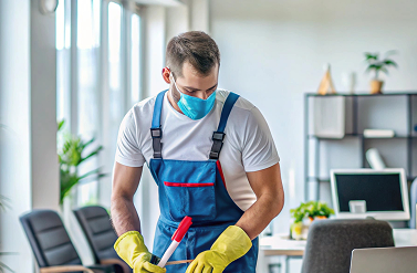 Professional cleaner working in a home